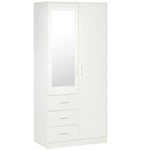 2-door Wardrobe W/ Adjustable Shelf 3 Drawers For Bedroom