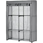 Fabric Wardrobe 4 Shelves 2 Hanging Rails Foldable Closets