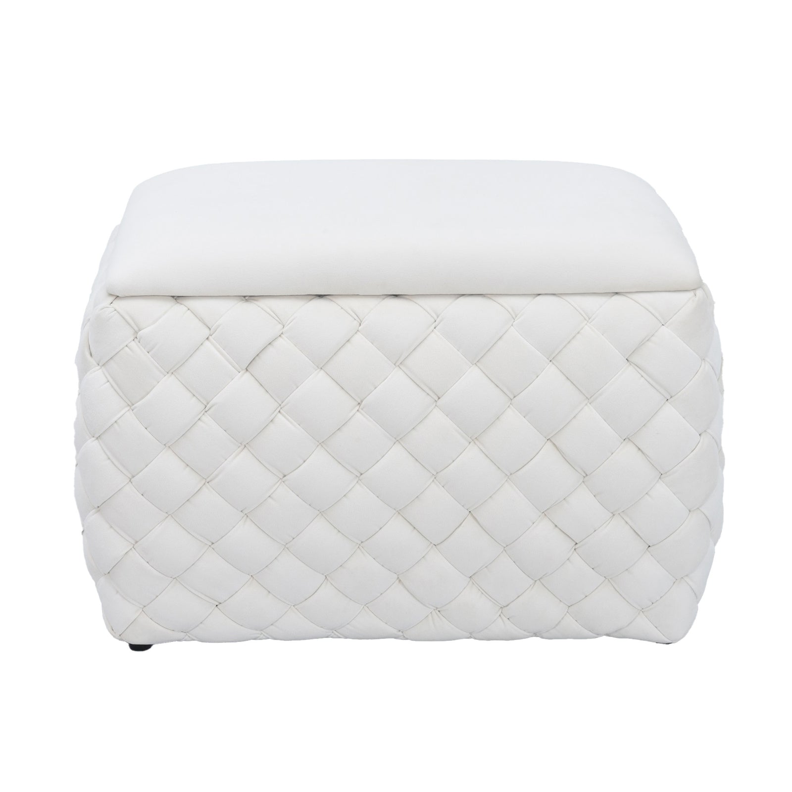 Plumeo Velvet Storage Ottoman | Cream