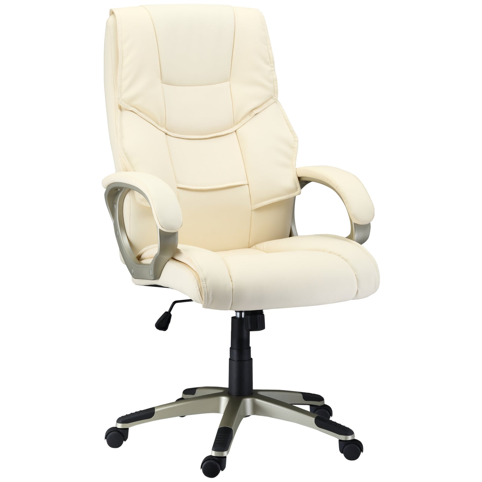 High Back Faux Leather Office Chair | Cream