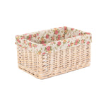 Wicker White Wash Garden Rose Lined Storage Basket | Medium | Red