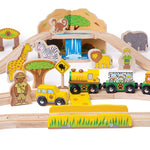 Wooden Safari Train Set - 38 Pieces