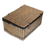 72cm Antique Wash Rope Handled Trunk Picnic Basket | Black