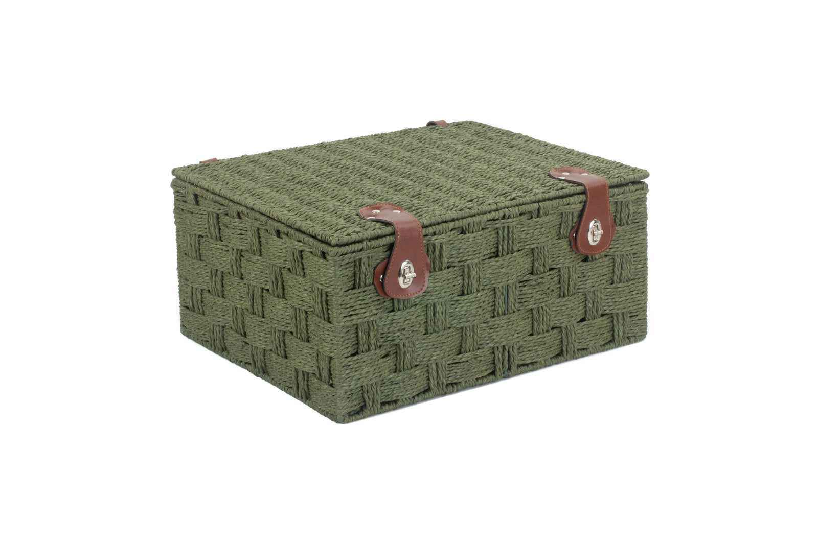 Red Hamper Green Twisted Paper Rope Storage Basket