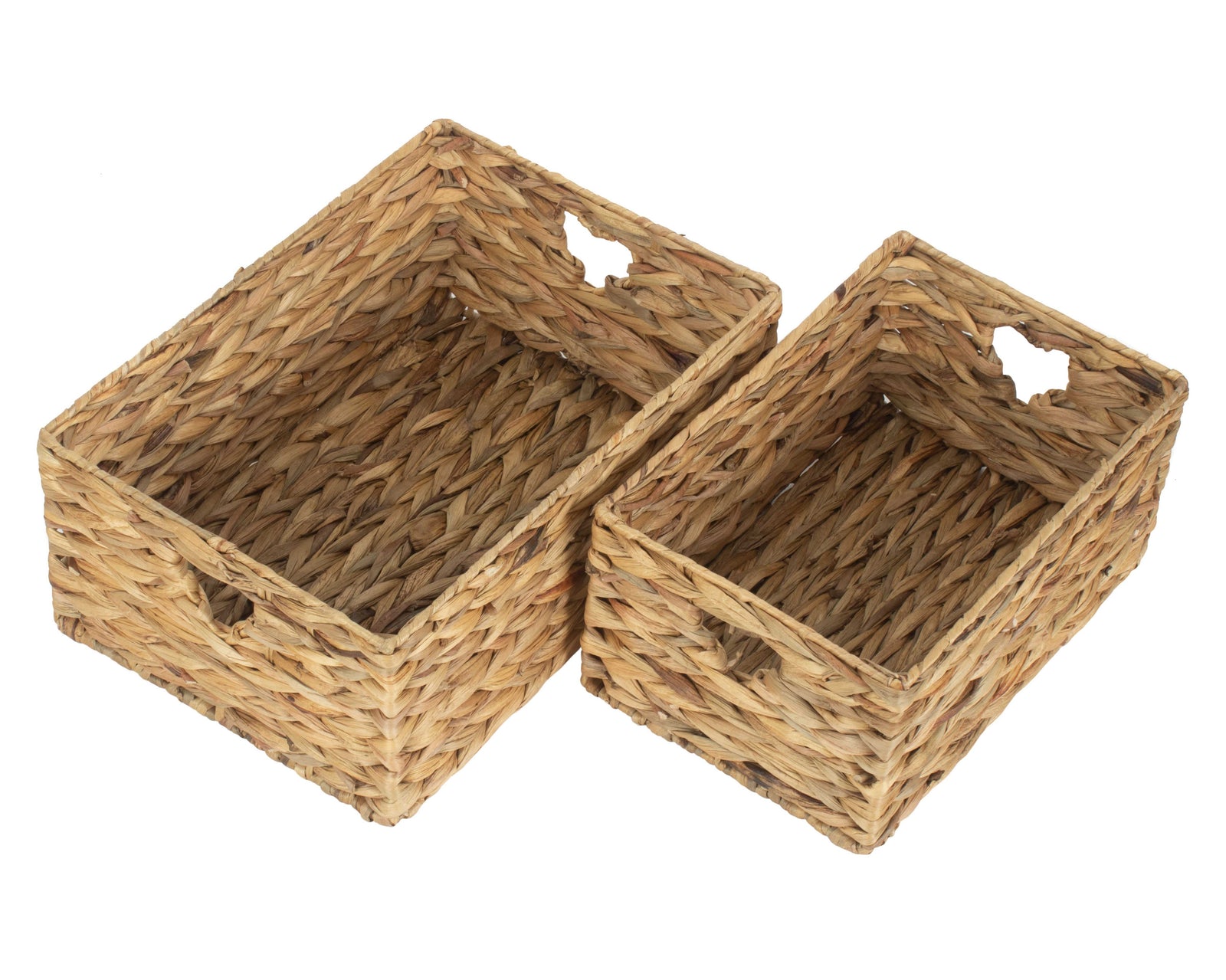 Shallow Water Hyacinth Storage Basket | Set-of-2 | Brown