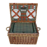 Red Hamper Burghley 4 Person Green Tweed Fitted Picnic Wicker Basket