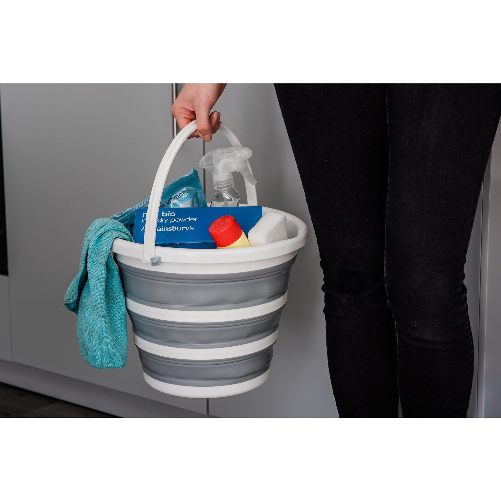 Collapsible Bucket With Handle | Gray