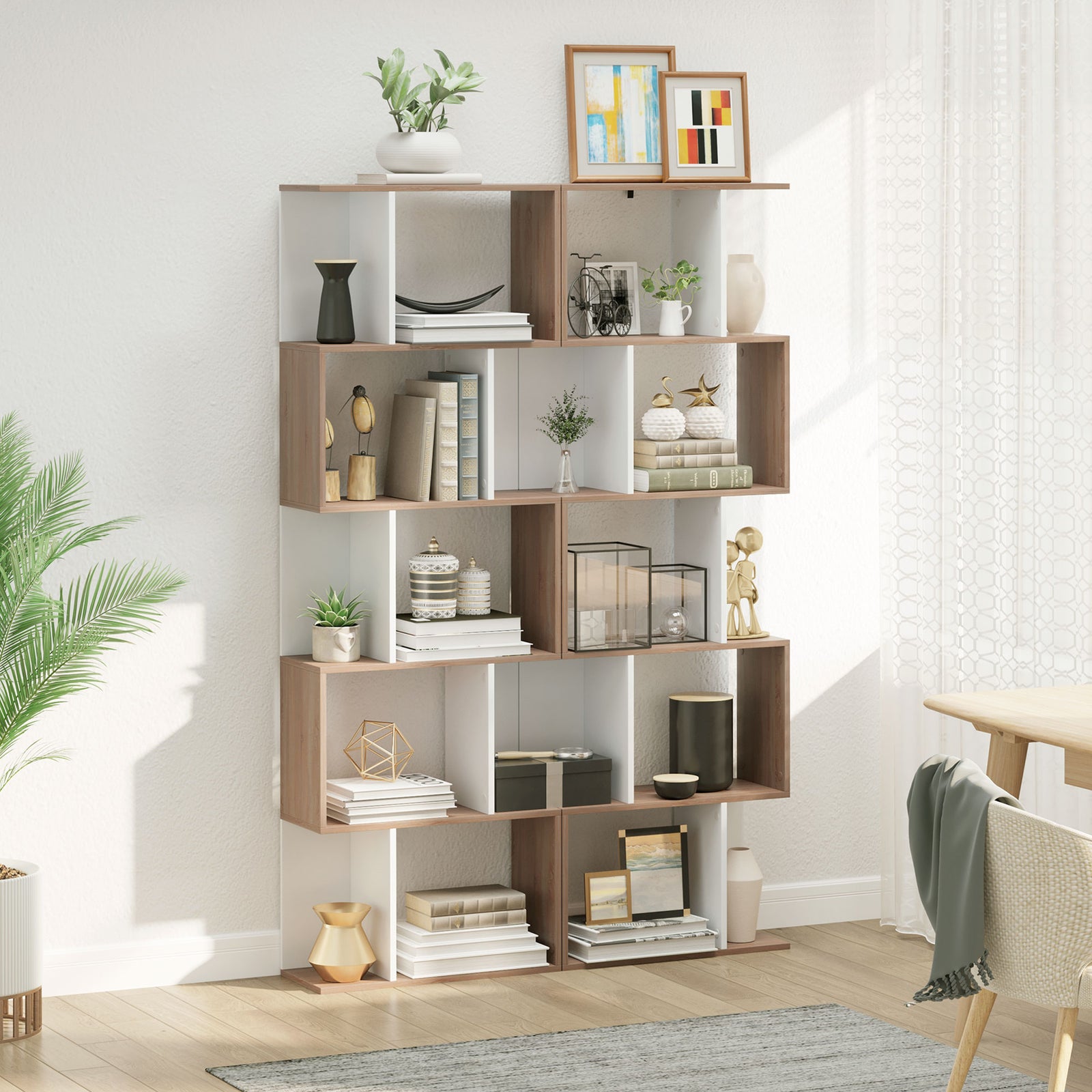 5-tier Bookcase Storage Display Shelving S Shape Design Unit | One Size | Natura