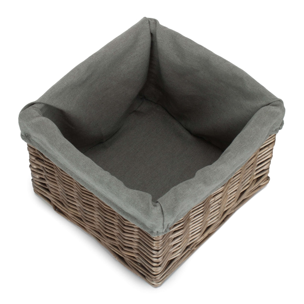 Square Antique Wash Grey Lined Storage Basket | Set-of-2 | Gray