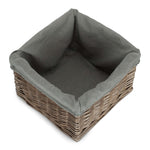 Square Antique Wash Grey Lined Storage Basket | Small | Gray