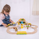 Wooden Safari Train Set - 38 Pieces