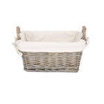 Red Hamper Wicker Antique Wash Handled Lined Storage Basket