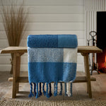 York Blue Supersoft Yarn Dyed Jacquard Throw