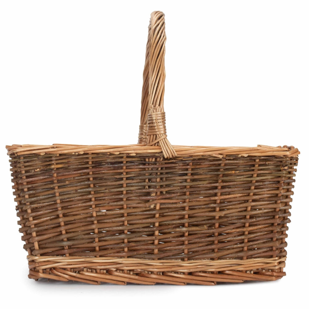 Rectangular Unpeeled Willow Shopping Basket | Medium | Brown