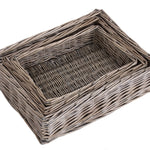 Wicker Antique Wash Straight Sided Tray | Set-of-3 | Brown