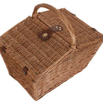 Wicker Large Sloped Sided Double Lidded Empty Basket