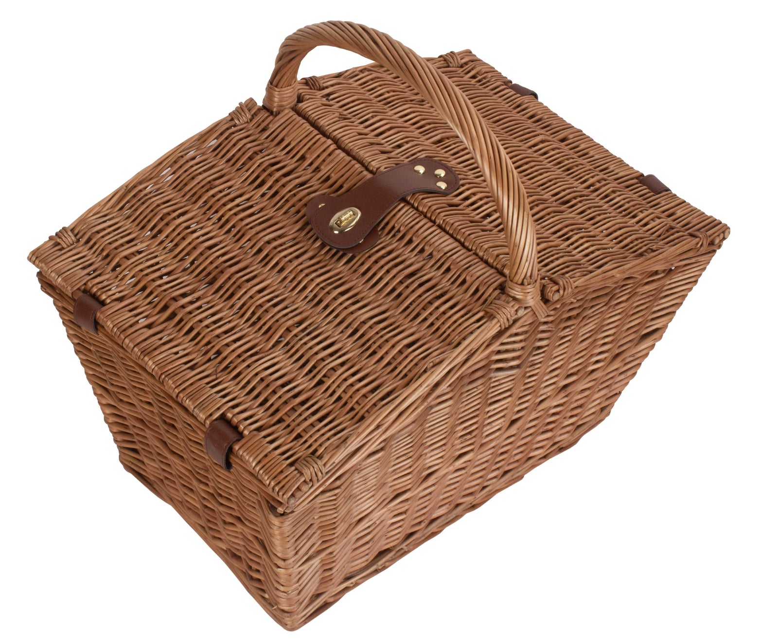 Wicker Large Sloped Sided Double Lidded Empty Basket