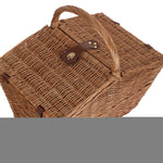 Wicker Large Sloped Sided Double Lidded Empty Basket