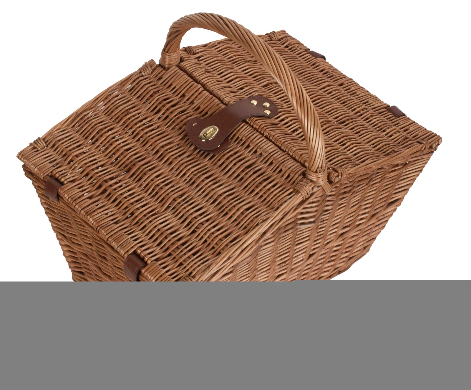 Wicker Large Sloped Sided Double Lidded Empty Basket