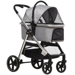 One-click Foldable Pet Stroller W/ Storage Basket, For Small Pets - Grey