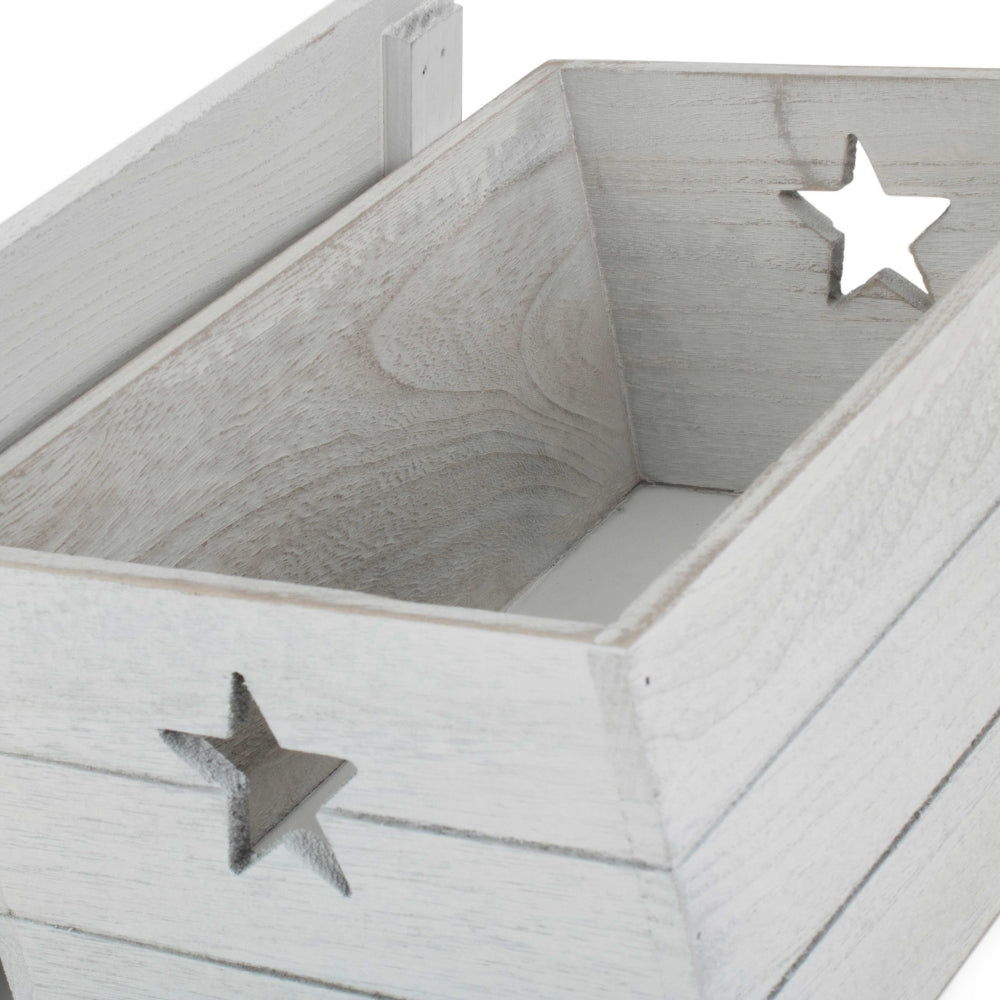 Wooden Vintage Effect Star Cut Out Box | Small