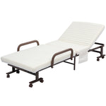 Folding Bed With Mattress And Wheels Adjustable Backrest