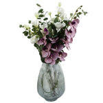 70cm Grey Glass Vase Artificial Orchids And Roses