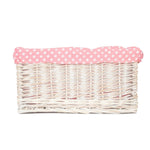 Wicker Pink Spotty Lined Storage Basket | Medium | Pink