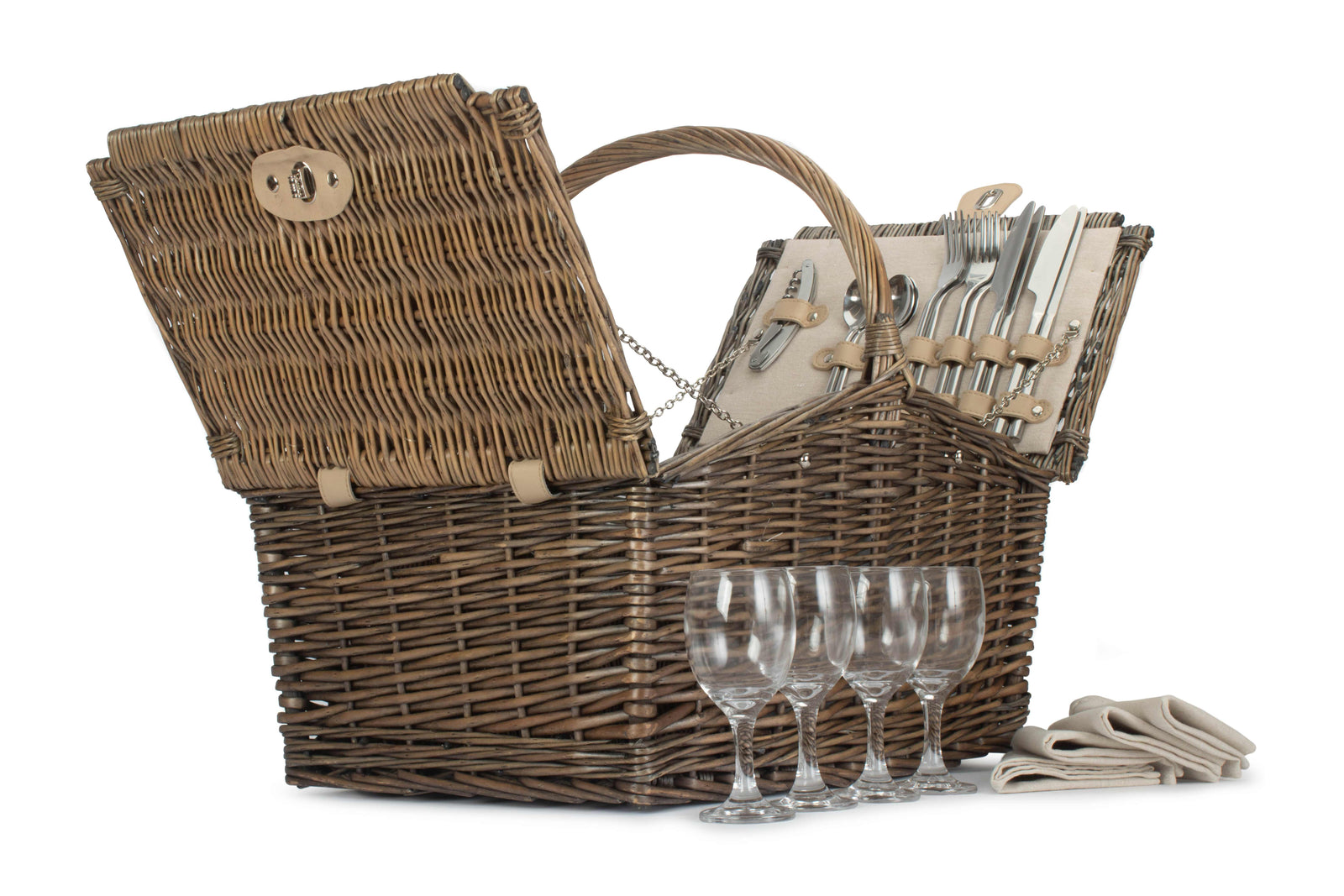 Deluxe Retro Double Lidded Fitted Picnic Basket