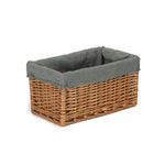 Double Steamed Grey Cotton Lined Willow Storage Baskets | Small | Gray