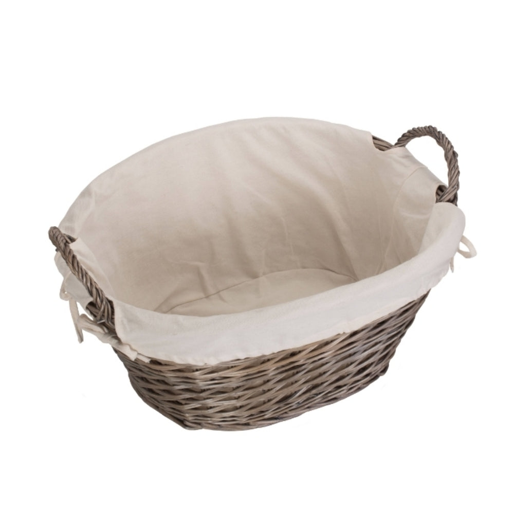 Red Hamper Wicker Small Wash Basket With White Cotton Lining