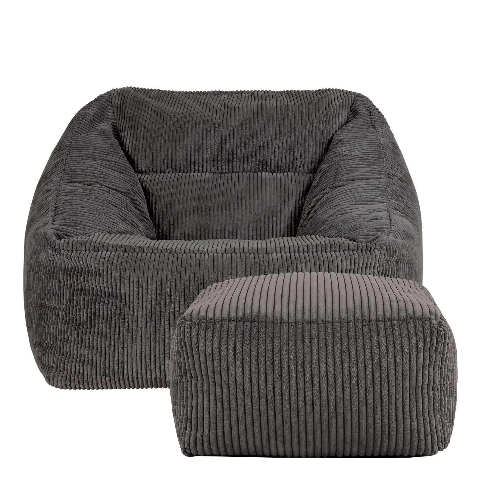 Morgan Cord Armchair & Footstool Set | Charcoal