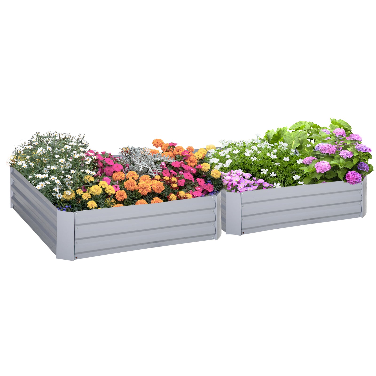 Set Of 2 Raised Garden Bed Steel Boxes | Gray