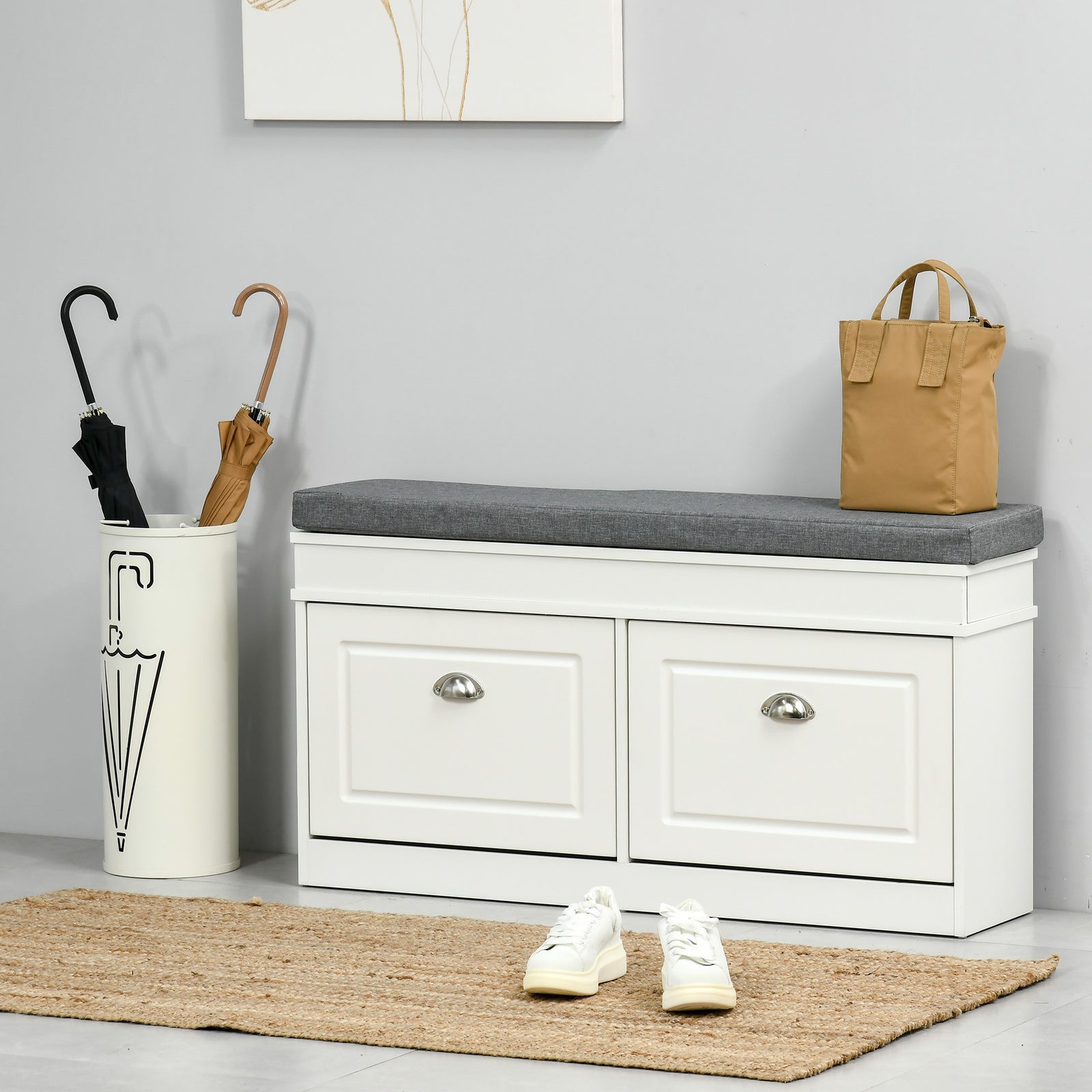 Shoe Storage Bench With Seat Cushion Cabinet Organizer