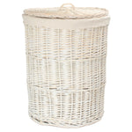 White Oatmeal Cotton Lined Round White Wash Laundry Basket | Small | White