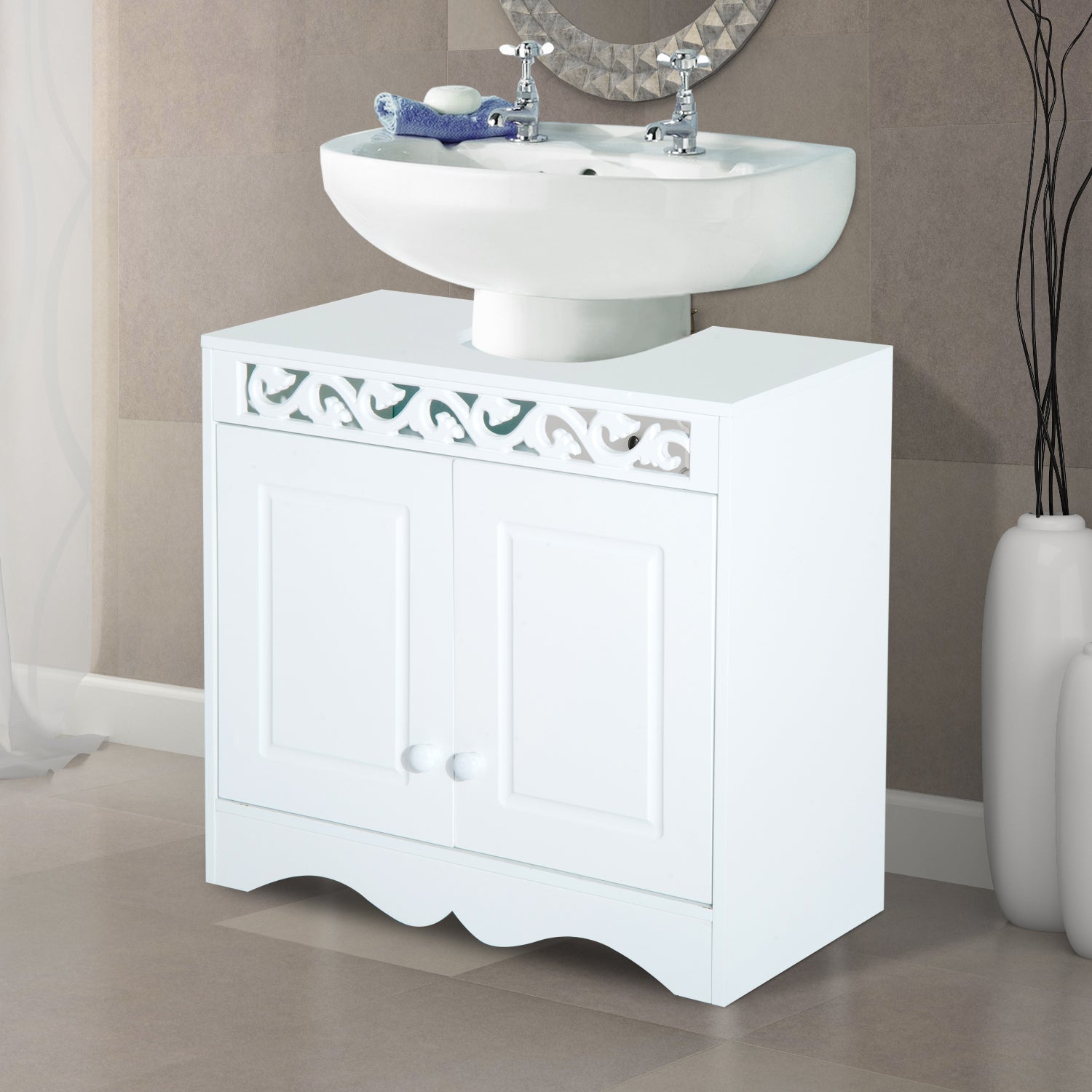 Sink Cabinet Basin Bathroom Cupboard Shelf Storage Unit