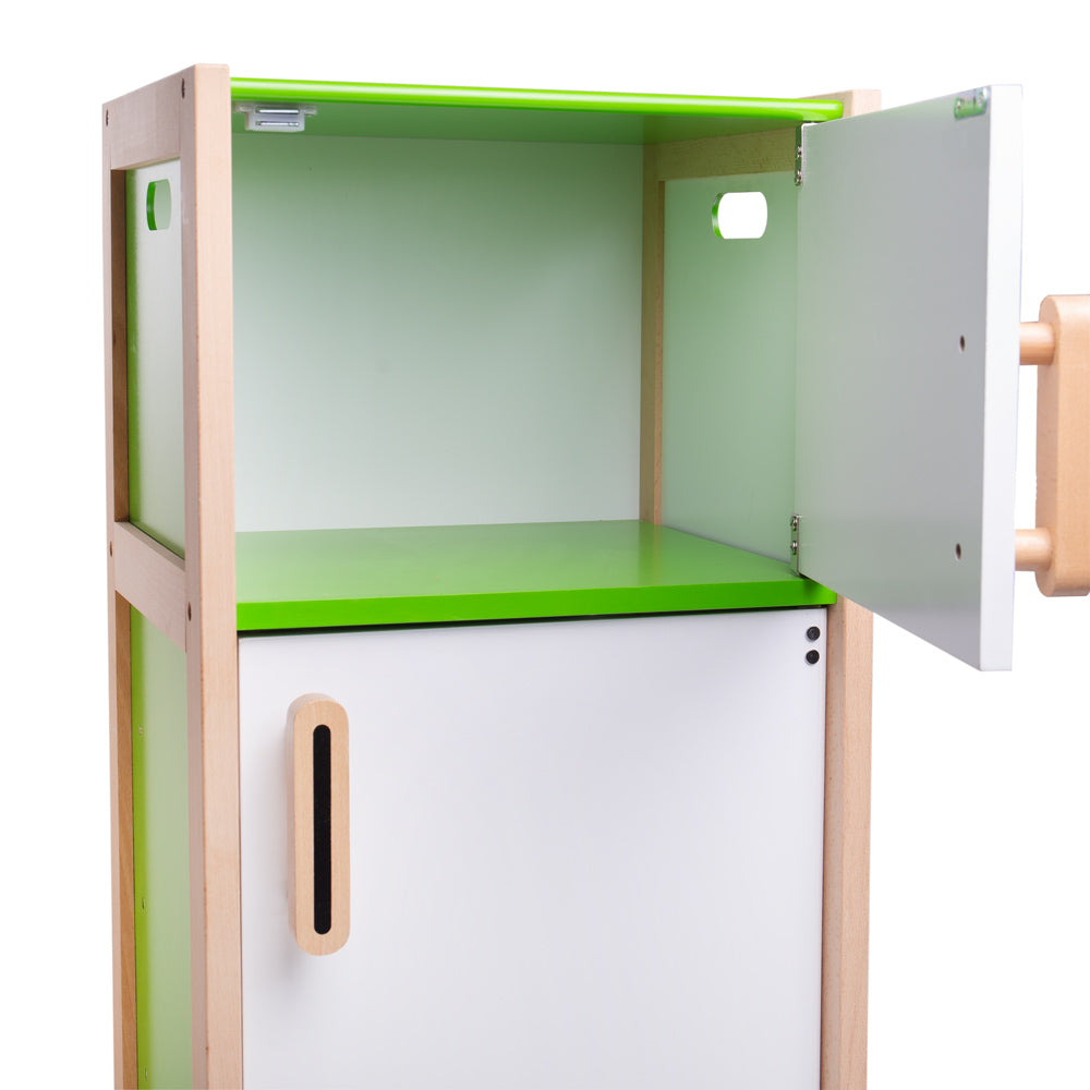 Wooden Toy Fridge, With Internal Shelves, 87cm Tall