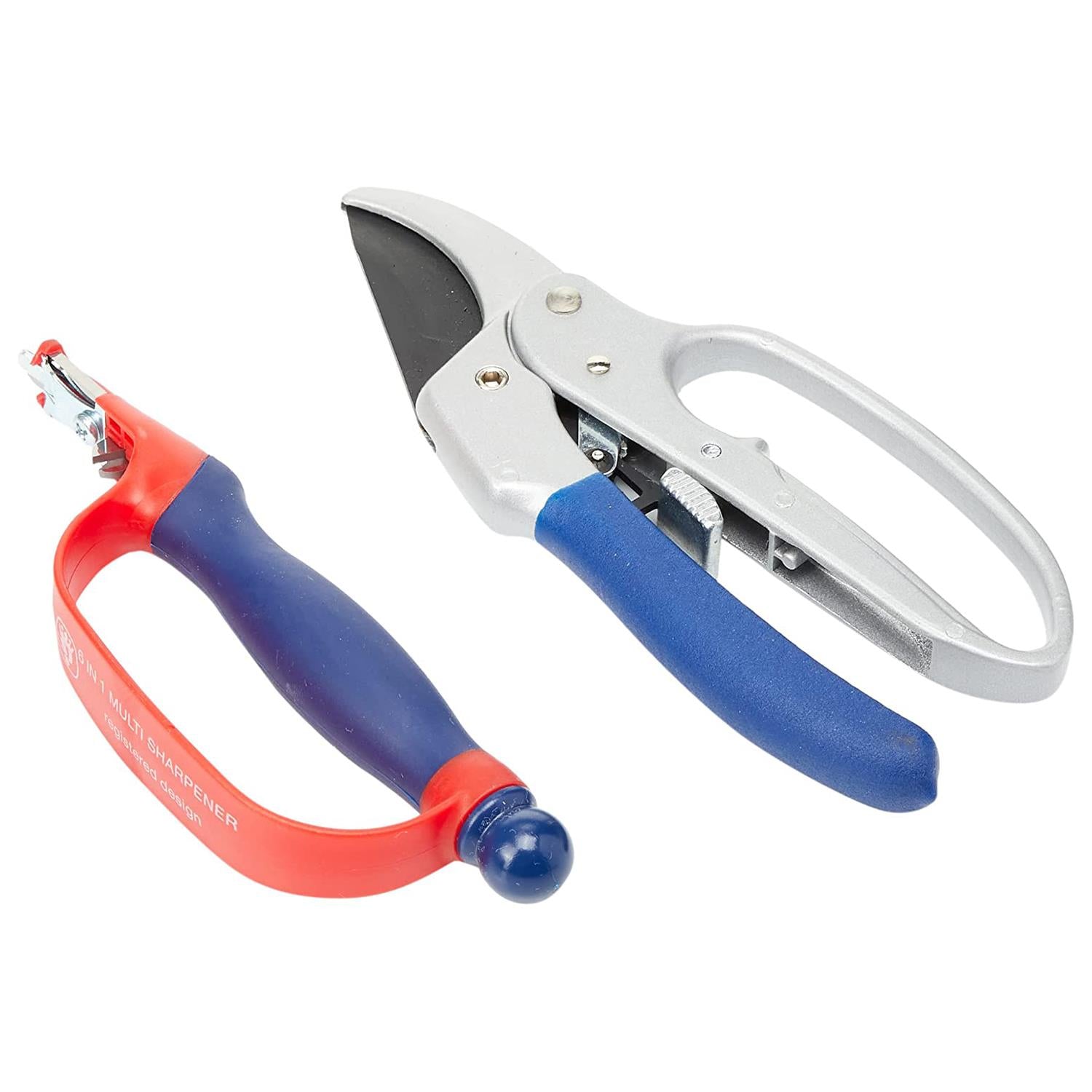 Gift Set Of Ratchet Anvil Secateurs & Sharpener Garden Tool