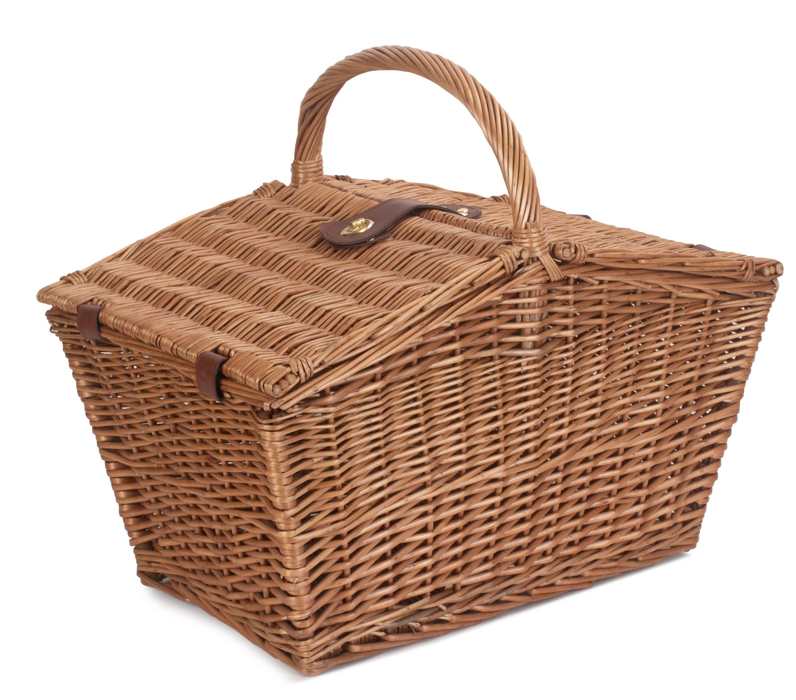 Wicker Large Sloped Sided Double Lidded Empty Basket