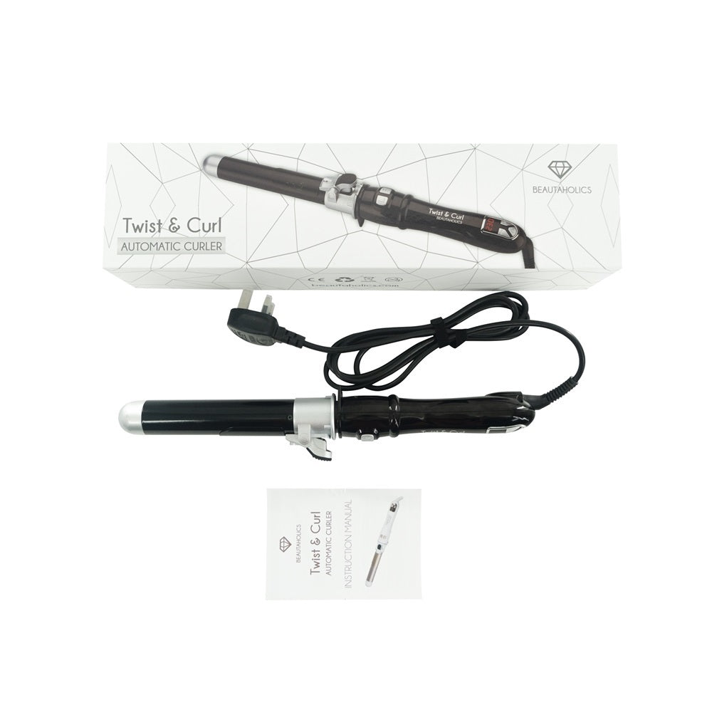 Twist  Curl Automatic Rotating Hair Curler - Black 28mm