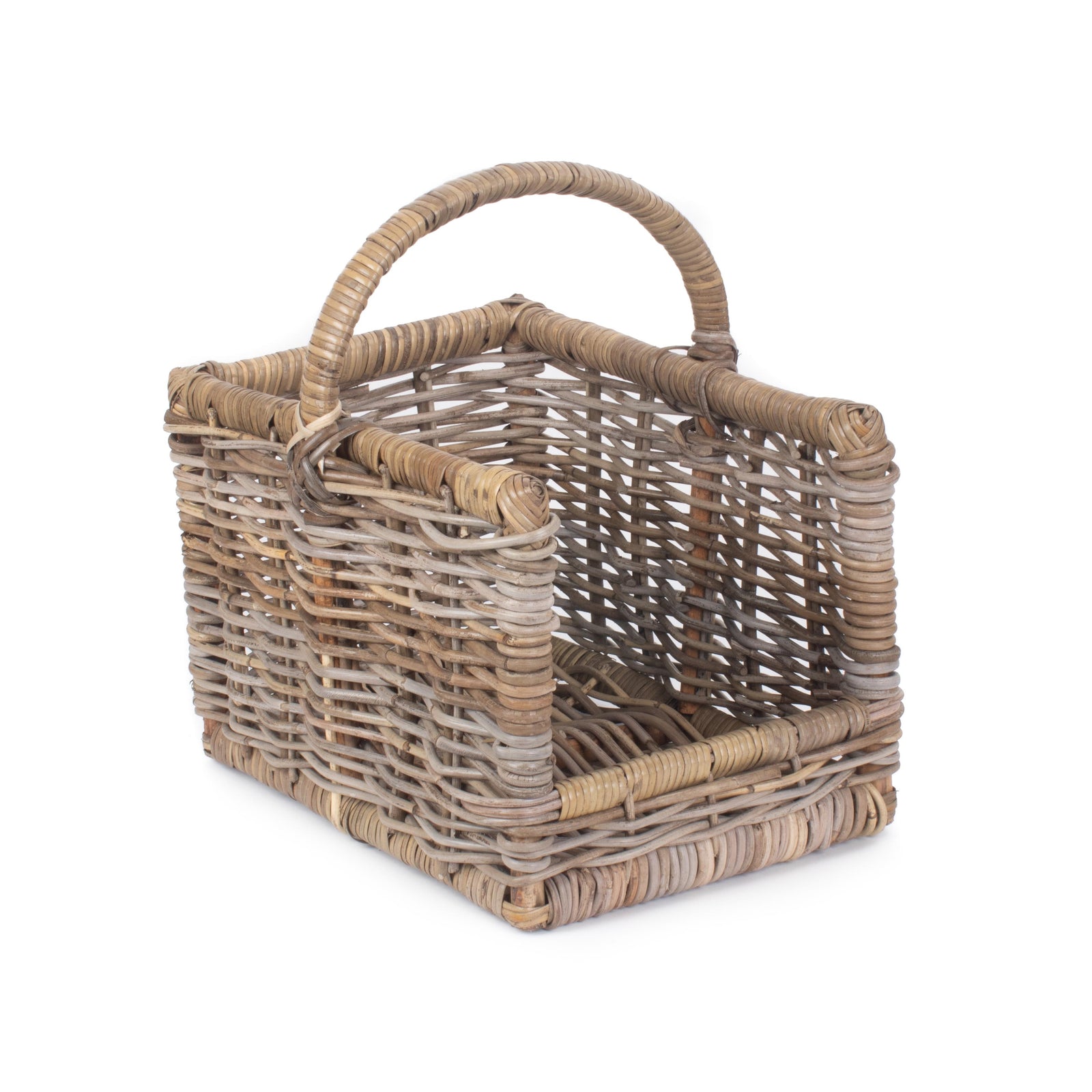 Kubu Grey Rattan Open Ended Log Basket | Small | Brown