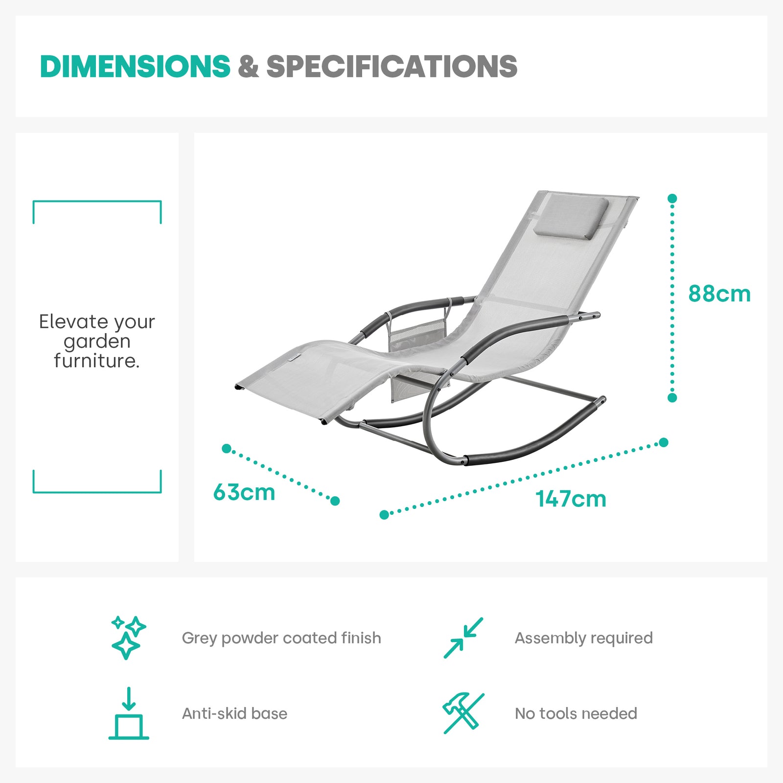 Gravity Rocking Sun Lounger - Grey