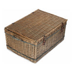 72cm Antique Wash Rope Handled Trunk Picnic Basket | Brown