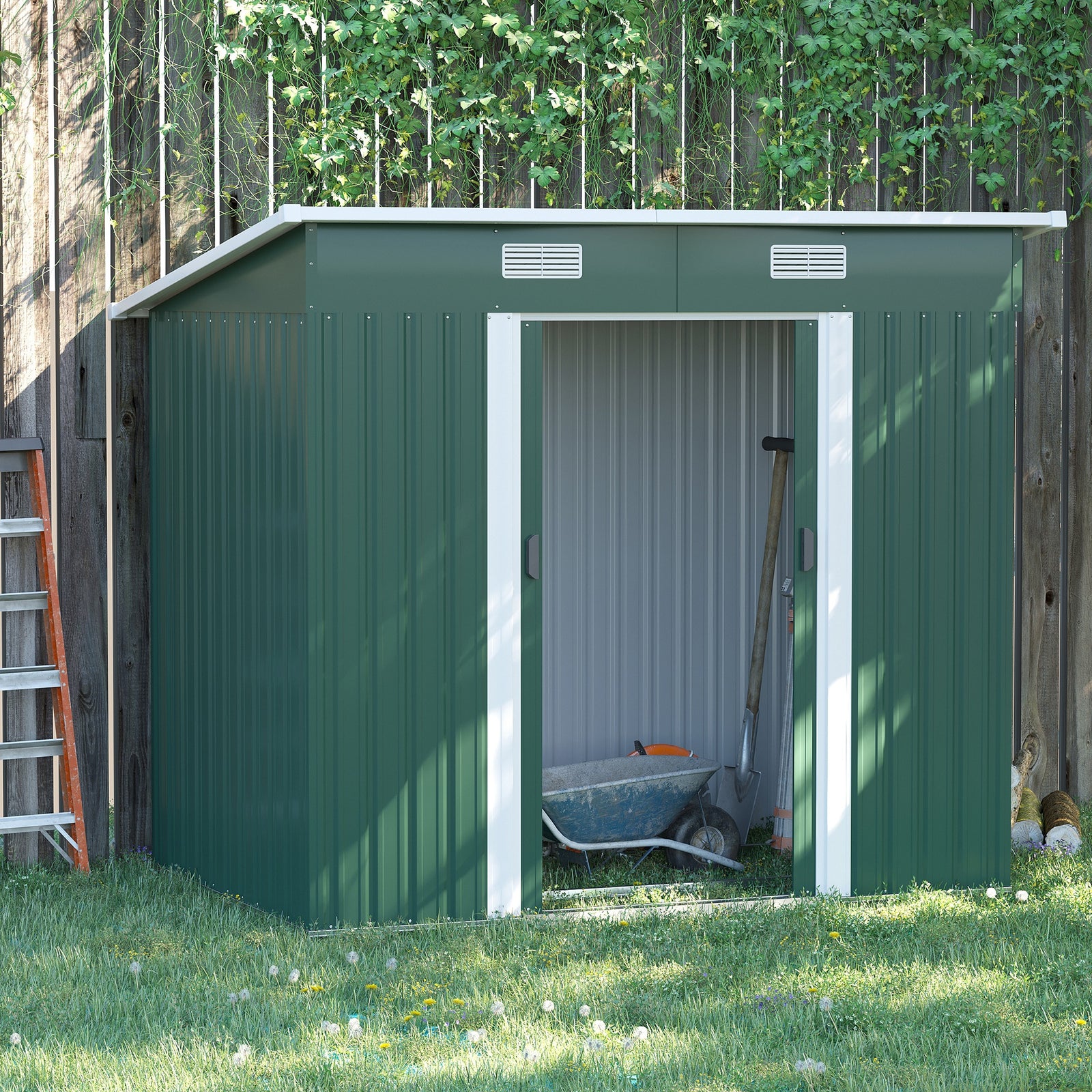 7 X 4ft Outdoor Garden Storage Shed For Backyard Patio | Green