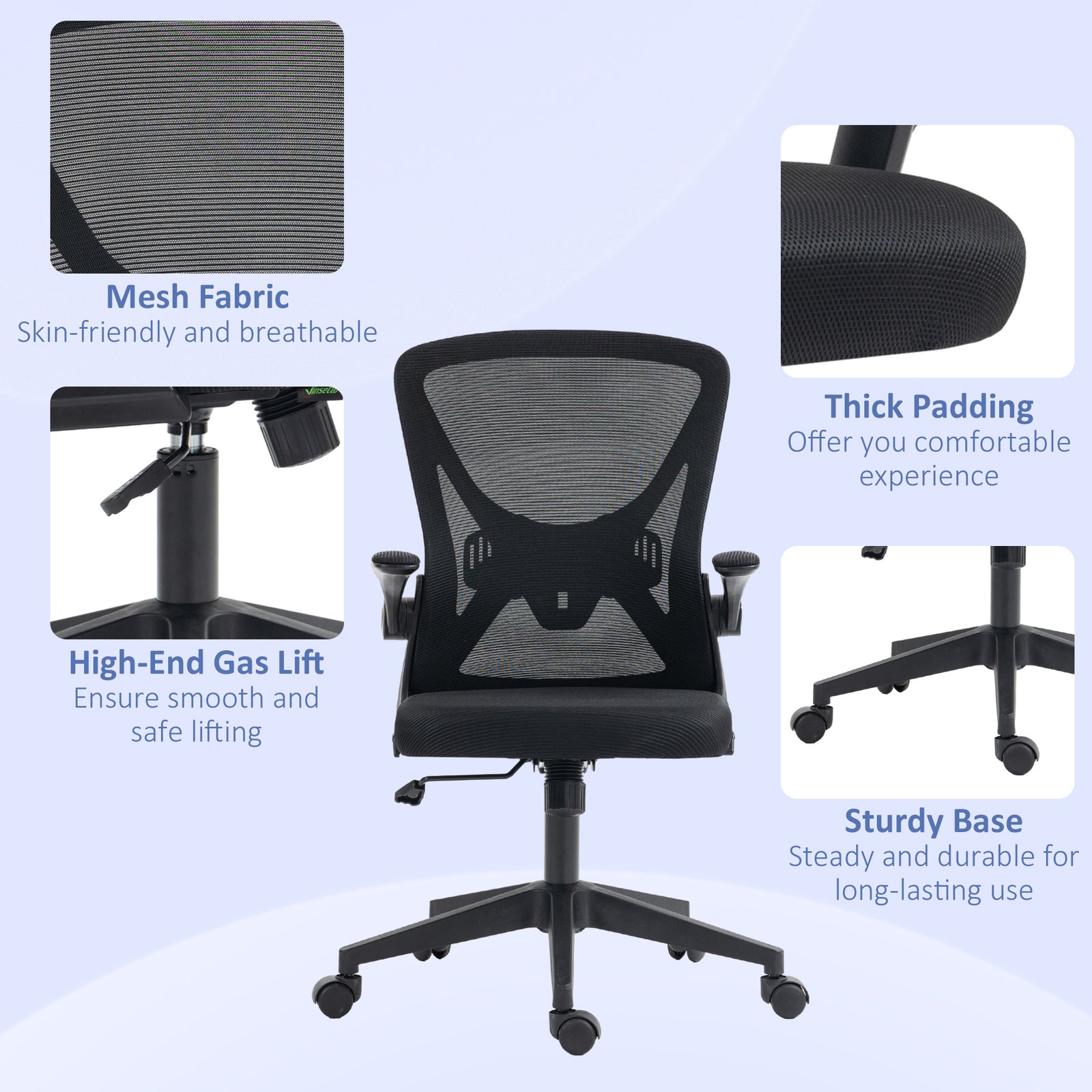 Mesh Office Chair Flip-up Armrests | Black