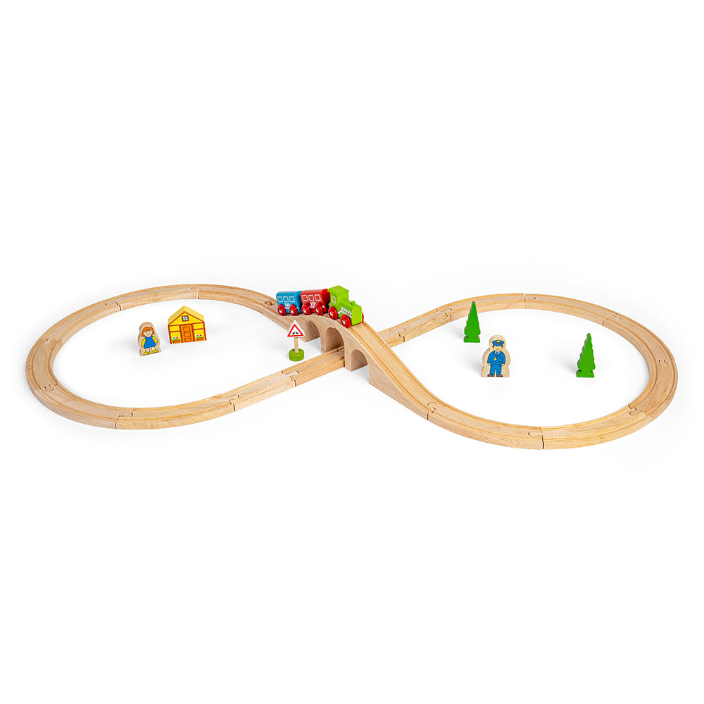 Wooden Figure of Eight Train Set - 27 Pieces