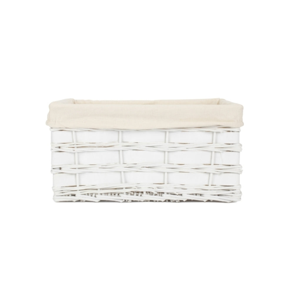 Wicker White Scandi Storage Basket With White Lining | Large | White