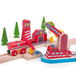 Bigjigs Toys Fire Sea Rescue Set for Wooden Train Sets