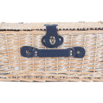 Gingham 2 Person Fitted Picnic Wicker Basket | Blue