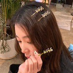 Women's Pearl Words Letters Hairpin Kiss